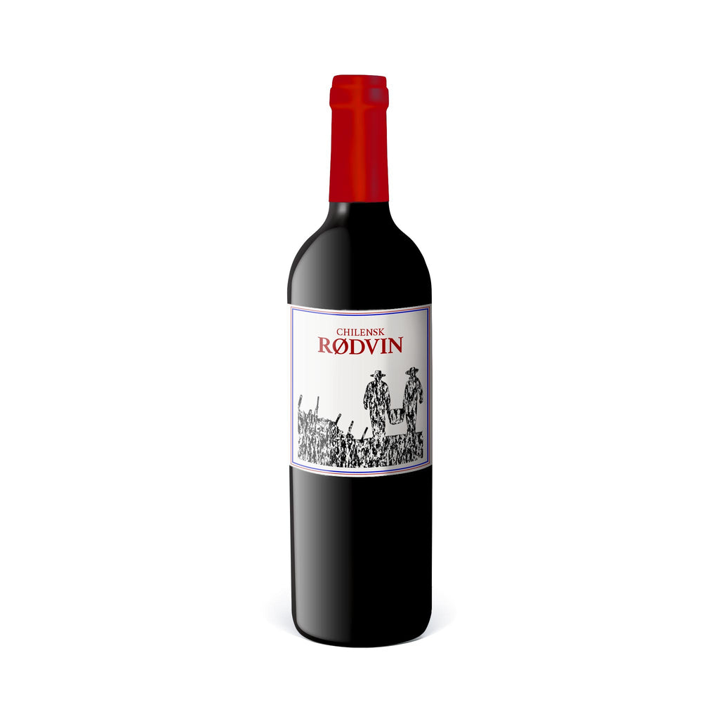 Illustrasjon av en flaske chilensk rødvin